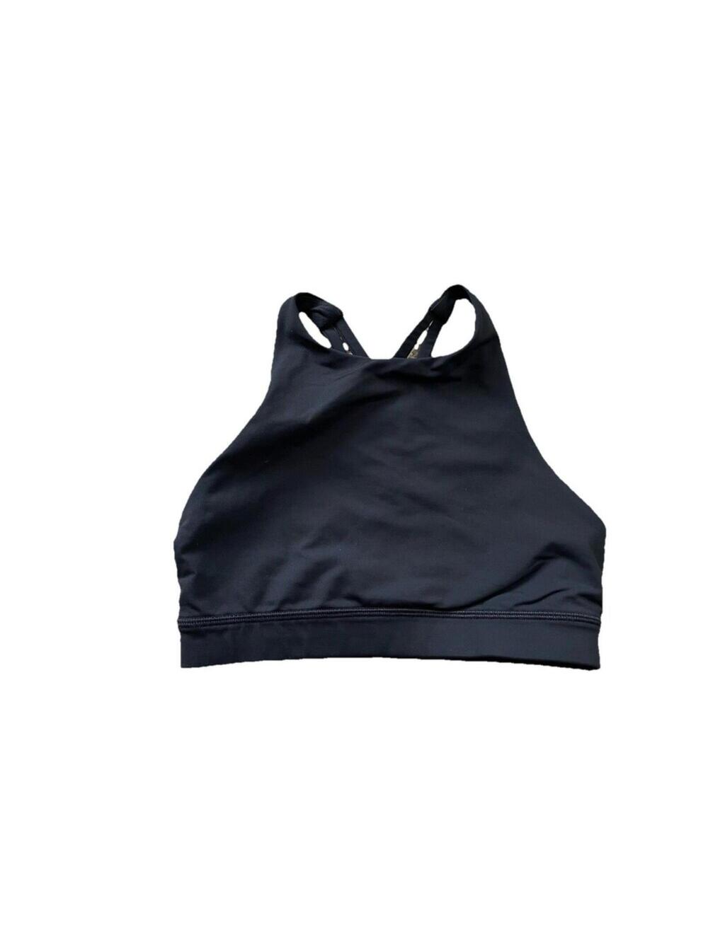 Women’s Lululemon Energy High-Neck Longline Tough Sport Bra Black Size 4 EUC